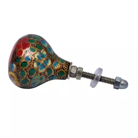 Pink Flower Hand Pinted Indian Kashmiri Cabinet Knobs